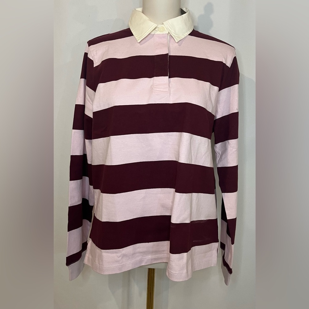 J.Crew New premium-weight classic rugby shirt in iced red - Picture 5 of 8